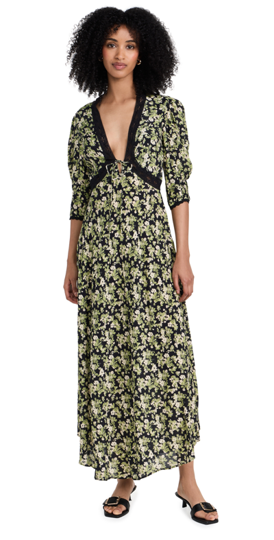 Rixo London Rixo Marais Floral Green Viscose Amina Dress In Multi