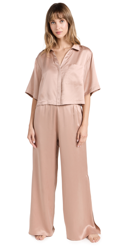 Lunya Washable Silk High-rise Pant Set In Otium Tan