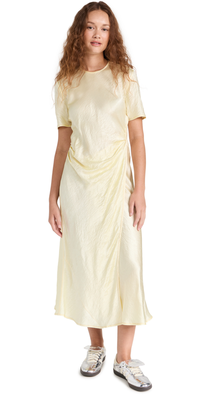 Acne Studios Short Sleeve Wrap Dress In Pastel Yellow