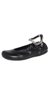 Jw Anderson Logo-charm Leather Ballerina Shoes In Black