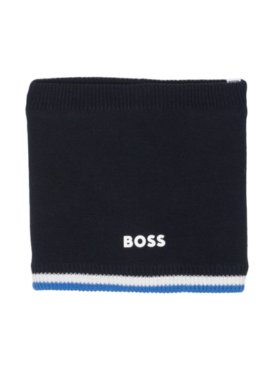 Bosswear Babies' Logo-embossed Knitted Scarf In Blue