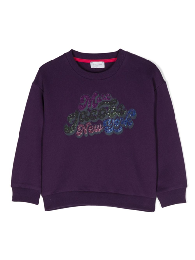 Marc Jacobs Kids' Rhinestone-embellished Sweatshirt In Purple