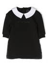 KARL LAGERFELD LOGO-EMBROIDERED BIB-COLLAR DRESS