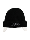 BOSSWEAR EMBROIDERED-LOGO RIBBED KNIT BEANIE