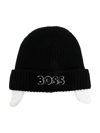 Bosswear Embroidered-logo Ribbed Knit Beanie In Black