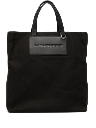 Karl Lagerfeld K/kanvas Logo-patch Tote Bag In Black