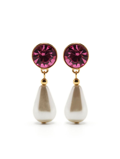 Kenneth Jay Lane Pearl-detail Drop Earrings In Pink