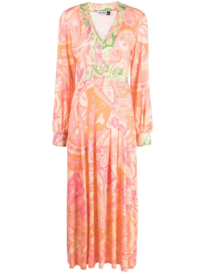 Rixo London Caro Paisley-print Stretch-jersey Midi Dress In Pink