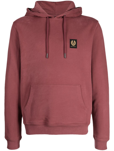 Belstaff Logo-patch Cotton Hoodie In Red