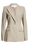Michael Kors Single Breasted Button Front Double Crepe Blazer In Grey
