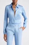 Michael Kors Hansen Charmeuse Button-front Shirt In Coast