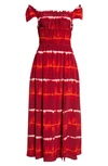 ALTUZARRA LILY SHIBORI TIE DYE OFF THE SHOULDER SILK MAXI DRESS