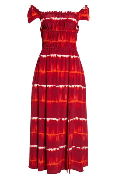 Altuzarra Lily Shibori Tie Dye Off The Shoulder Silk Maxi Dress In Syrah Gradient Shibori