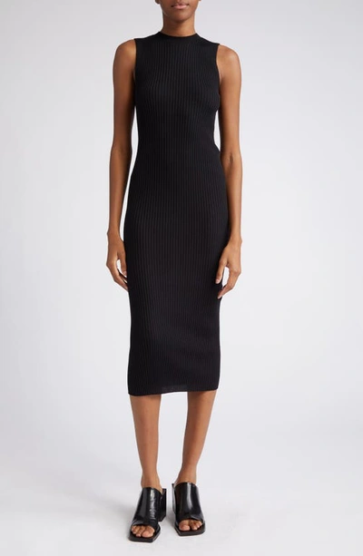 Jil Sander Sleeveless Crew Neck Midi Dress Stretch Fabric In Black