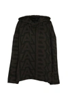 Marc Jacobs Printed Drawstring Hoodie With Kangaroo Pocket In Black/charcoal