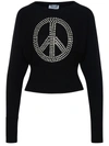 Moschino Jeans Peace Symbol Jersey In Black