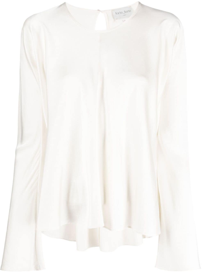 Forte Forte Draped Stretch Silk Blouse In Blanco