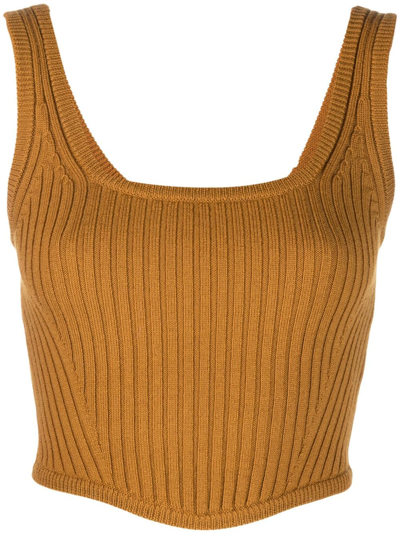 Forte Forte Ribbed-knit Cropped Top In Yellow