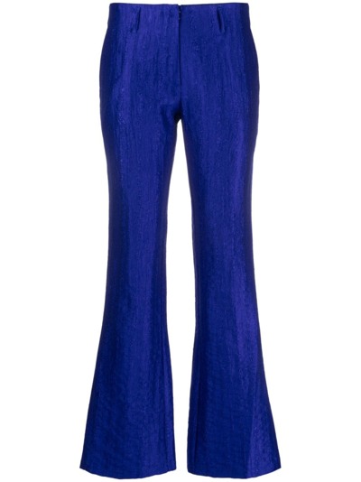 Forte Forte Textured Flared Trousers In Blue