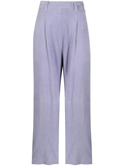 Forte Forte High-waisted Suede Trousers In Purple