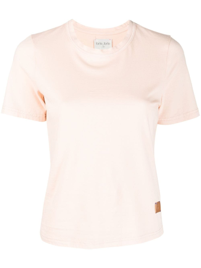 Forte Forte Logo-patch Cotton T-shirt In Pink