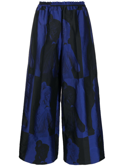 Forte Forte Graphic-print Wide-leg Trousers In Blue