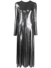 Forte Forte Metallic-finish Crewneck Shift Maxi Dress In Silver