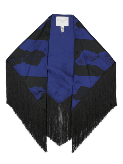 Forte Forte Statue-print Fringed Scarf In Blue