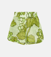 Etro Floral-print Ramie Shorts In Green