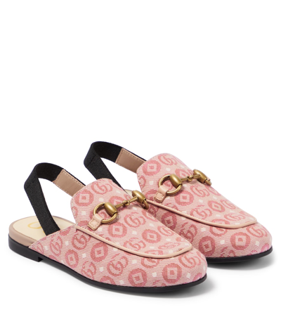 Gucci Kids' Horsebit Canvas Loafers In Pink