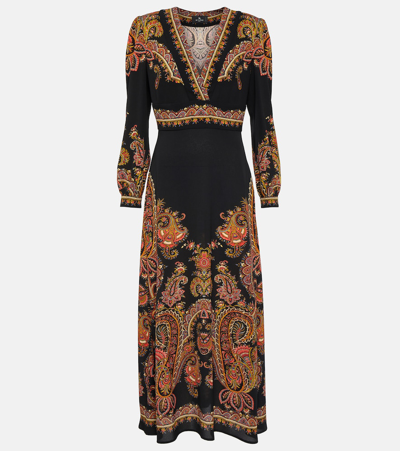 Etro Paisley Midi Dress In Black