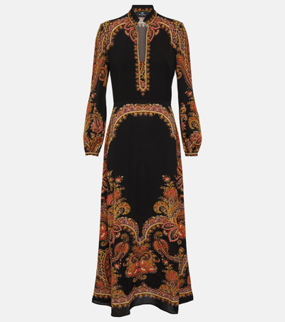 Etro Paisley Midi Dress In Black