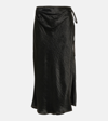 Acne Studios Wrap-effect Crinkled-satin Midi Skirt In Black