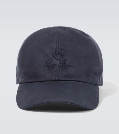 Loro Piana Logo Suede Baseball Cap In Blue