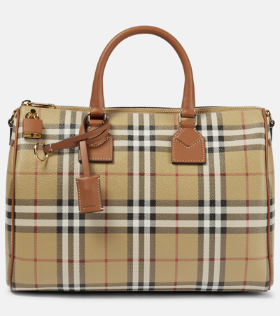 Burberry Check Medium Canvas Tote Bag In Multicoloured