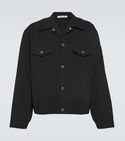 Acne Studios Mens Black Ourle Slip-pocket Boxy-fit Cotton-blend Shirt