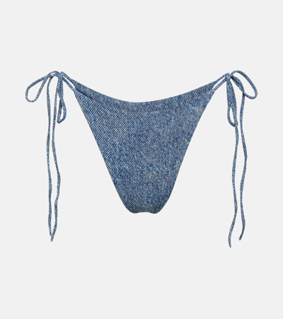 Magda Butrym Denim-printed Bikini Bottoms In Blue