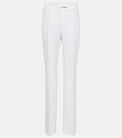 Ferragamo Double Crepe Straight-leg Trousers In White