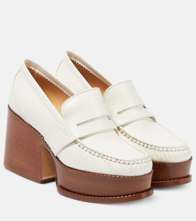 Gabriela Hearst Augusta Leather Platform Loafers In Off-white