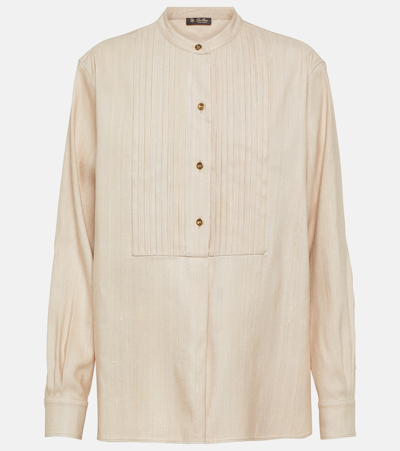 Loro Piana Pleated Silk Blouse In Beige