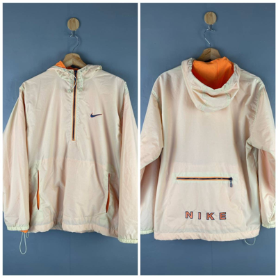 Pre-owned Nike X Vintage Nike Double Layer Pullover Anorak Jacket Nice Design In Orange