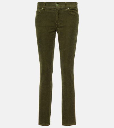 7 For All Mankind Roxanne Mid-rise Corduroy Slim Jeans In Green