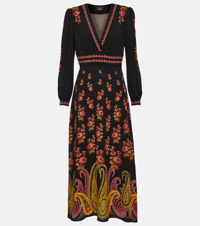 Etro Paisley Midi Dress In Black