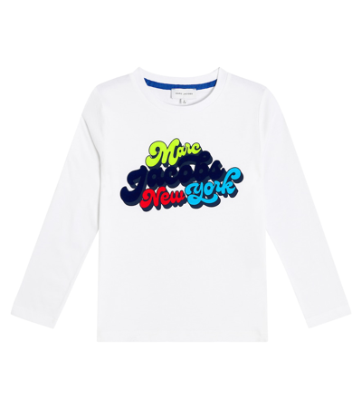 Marc Jacobs Kids' Logo Cotton Jersey Top In White