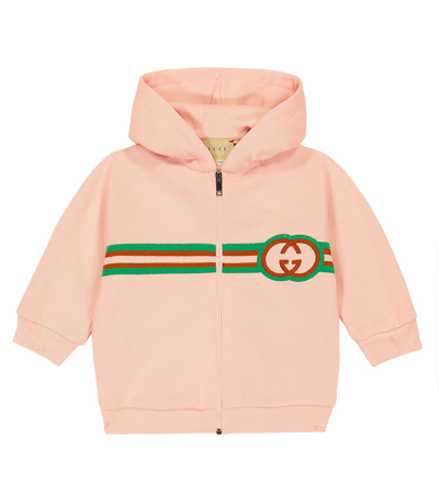 Gucci Babies' Cotton Zip Jacket With Embroidery In Pink