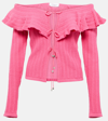 BLUMARINE RUFFLE-TRIMMED WOOL TOP