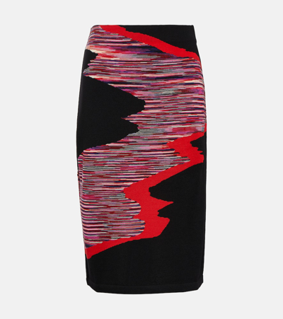 Missoni Space-dyed Wool Midi Skirt In Space Dyed Red