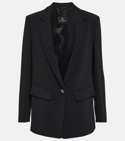 Etro Single-breasted Cady Blazer In Black