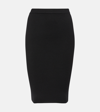 Saint Laurent Woman Midi Skirt Black Size L Wool, Polyamide, Recycled Elastane In Black