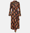 ETRO FLORAL SILK TWILL MIDI WRAP DRESS